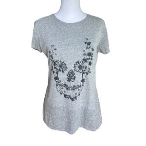 Instant Message Flower and Skull Tee Shirt Womens Size Medium